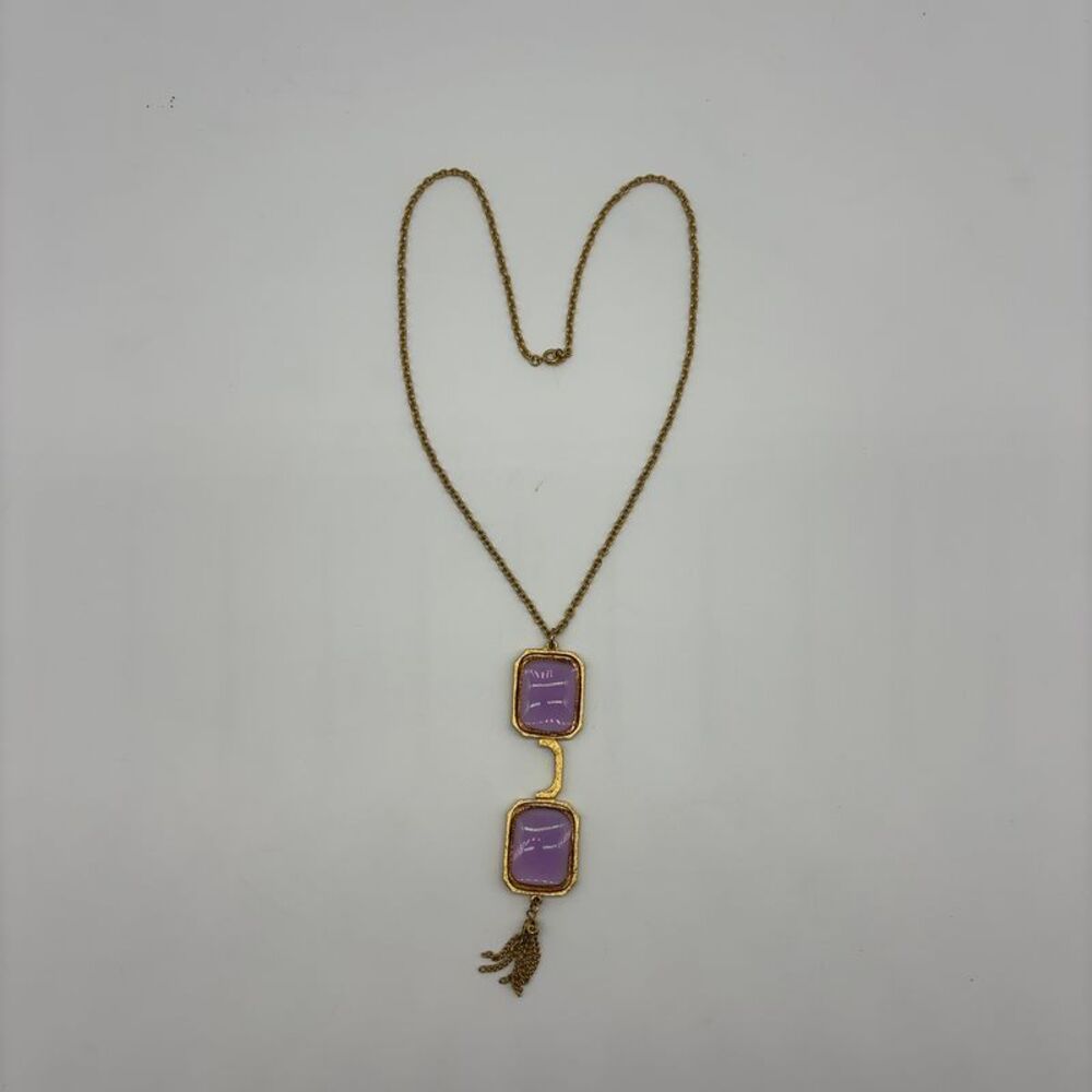 LJM RESERVED Vtg Lorgnette Magnifying Spectacles Gold Plated Chain